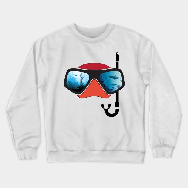 Retro Scuba Diving Snorkeling Mask Sea Ocean Life Crewneck Sweatshirt by mrsmitful01